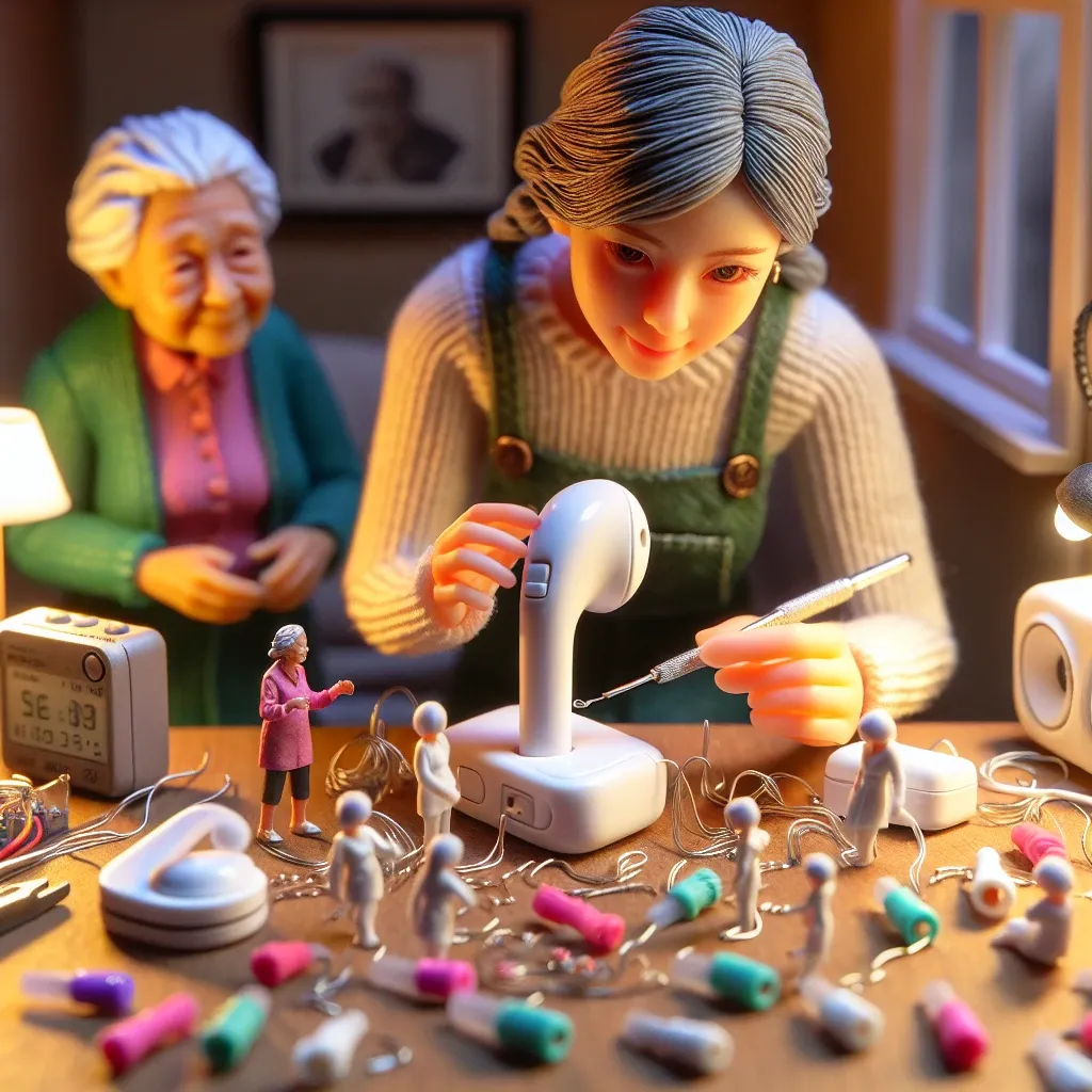 "DIY AirPods modified into custom hearing aids for seniors, showcasing innovative technology solutions for improved communication and accessibility for elderly loved ones."